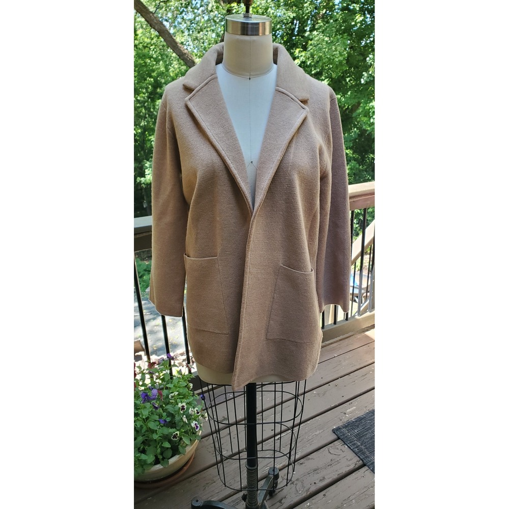 J.Crew Womens Camel Sophie Blazer 100% Merino Wool Sweater Cardigan